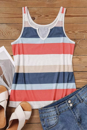 Multicolor Striped Color Block Tank Top