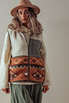 SHERPA FLEECE TRIBAL PRINT HIGH NECK VEST