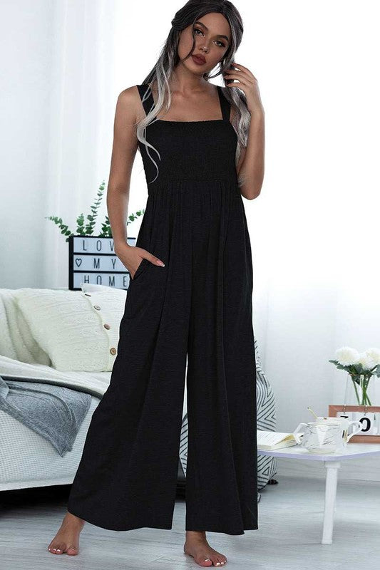 Smoked Top and Wide Leg Jumpsuit