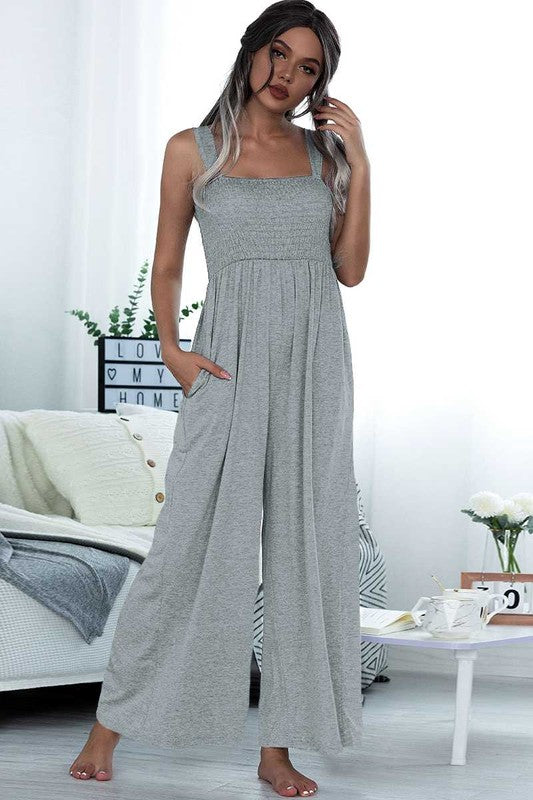 Smoked Top and Wide Leg Jumpsuit