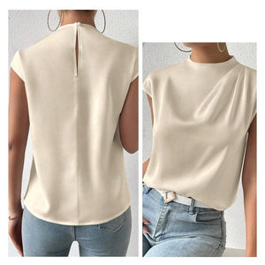 Satin Effect Cap Sleeve Top