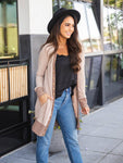 Solid Cleo Snap Cardigan: Tan / Large